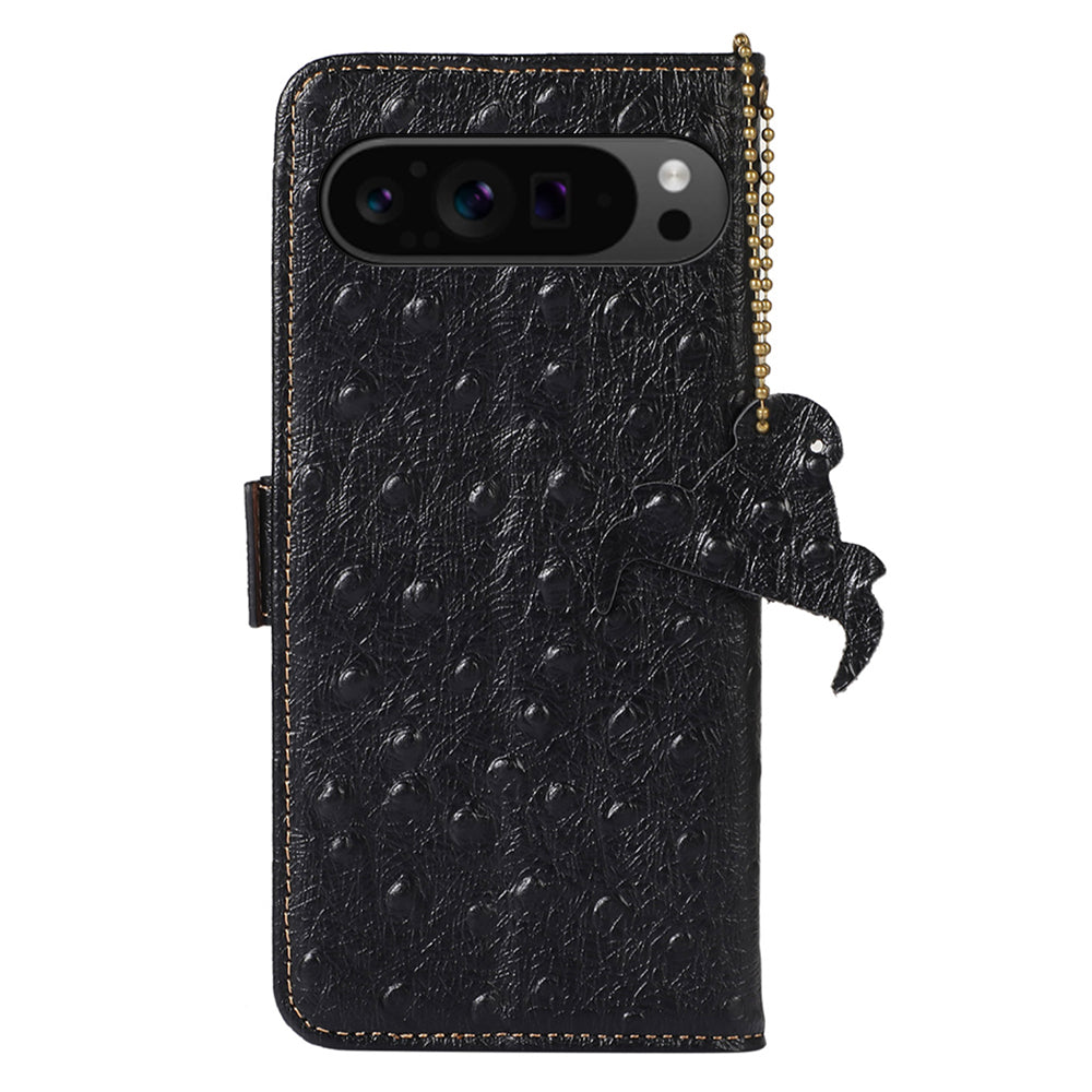 For Google Pixel 9 Pro Case Genuine Cow Leather RFID Blocking Phone Stand Cover For Google Pixel 9 Pro Case Genuine Cow Leather RFID Blocking Phone Stand Cover
